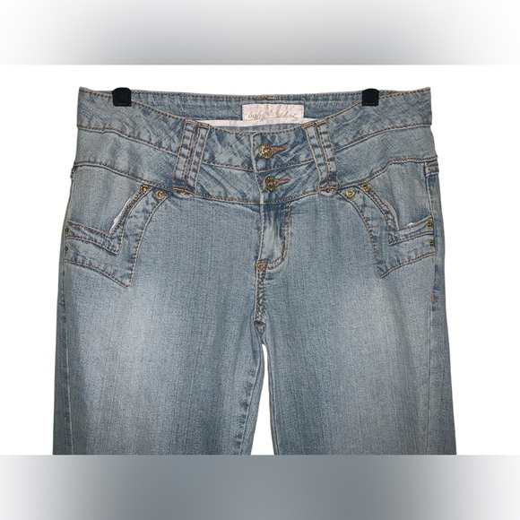 Vintage Y2K Authentic Baby Phat Low Rise Flare Jeans With Gold‎ Design Size 9 - Picture 3 of 11